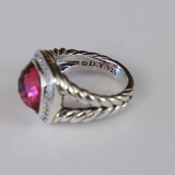 David Yurman Sterling Silver 11mm Albion Ring Tourmaline with Diamonds size 8 - Picture 6 of 8